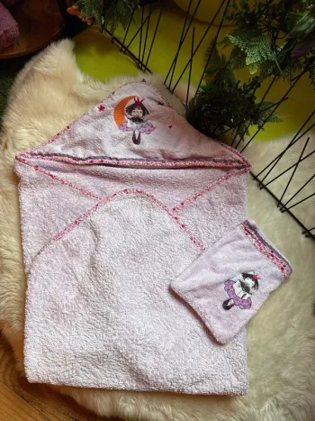 Cape de bain et Gant - Carré Blanc