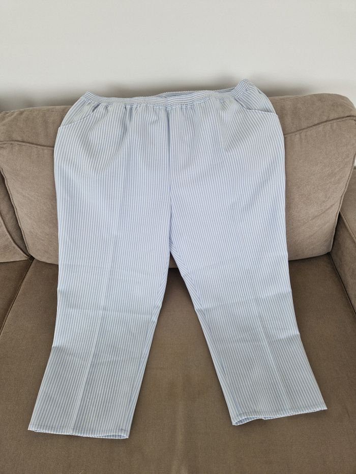 Pantalon blanc rayé bleu Edmée Collection - photo numéro 2