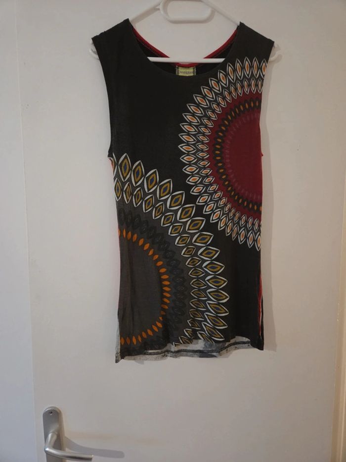 Débardeur femme été noir motifs taille XL bon état Desigual