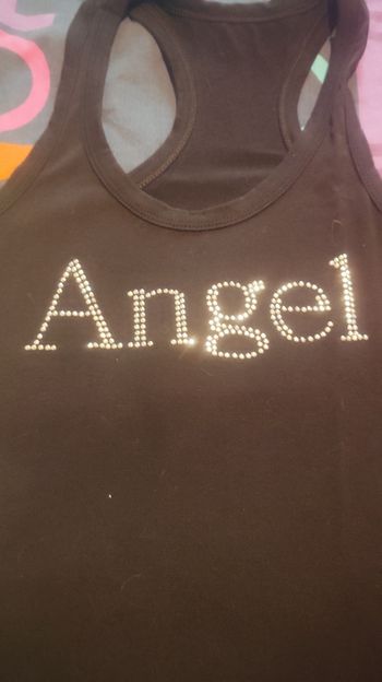 Debardeur noir angel a strass