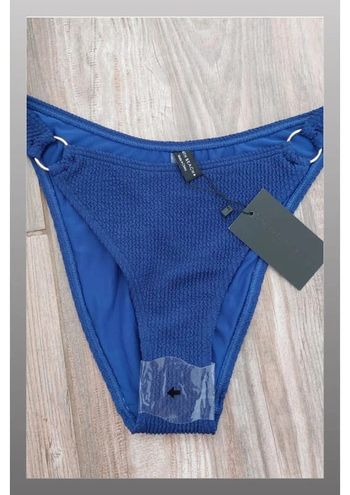 Bas de maillot de bain bleu gaufré avec anneaux dorés - Taille 38/40 South beach