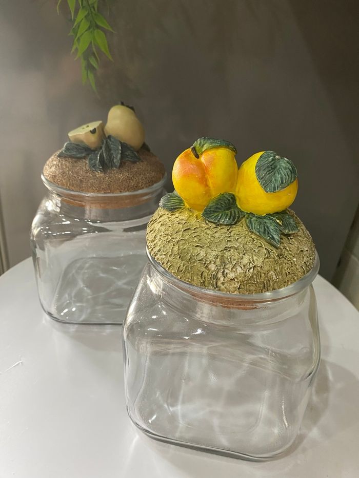 Lot de 2 bocaux motifs fruits - photo numéro 1