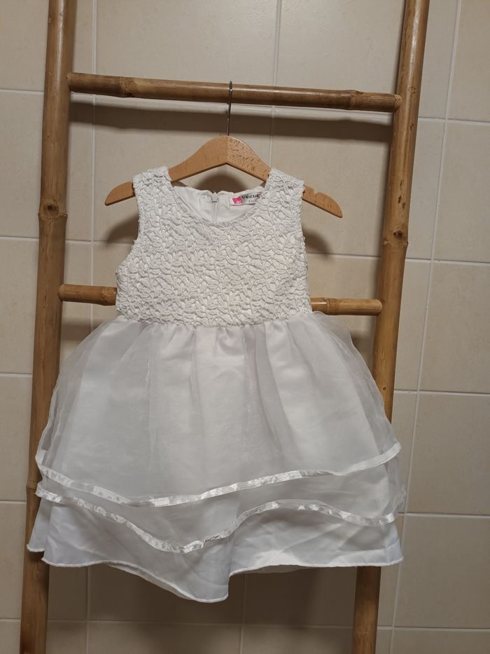 Jolie robe blanche dentelle & tulle 3/4 ans 100 cm