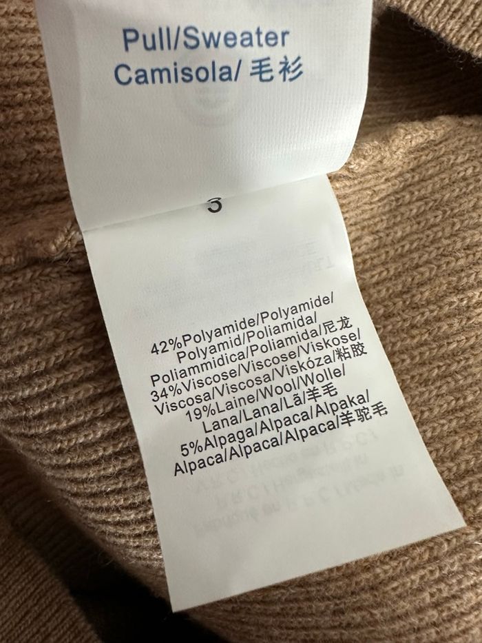 Pull beige laine et alpaga Serge Blanco TXL - photo numéro 6