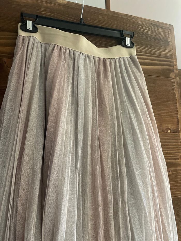 Jupe tulle pailletée beige et rose - photo numéro 2