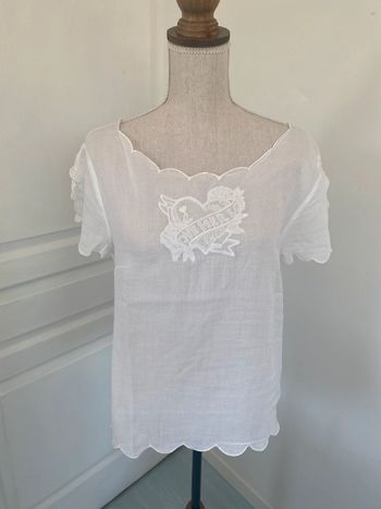 T shirt blanc voile broderie klaya L