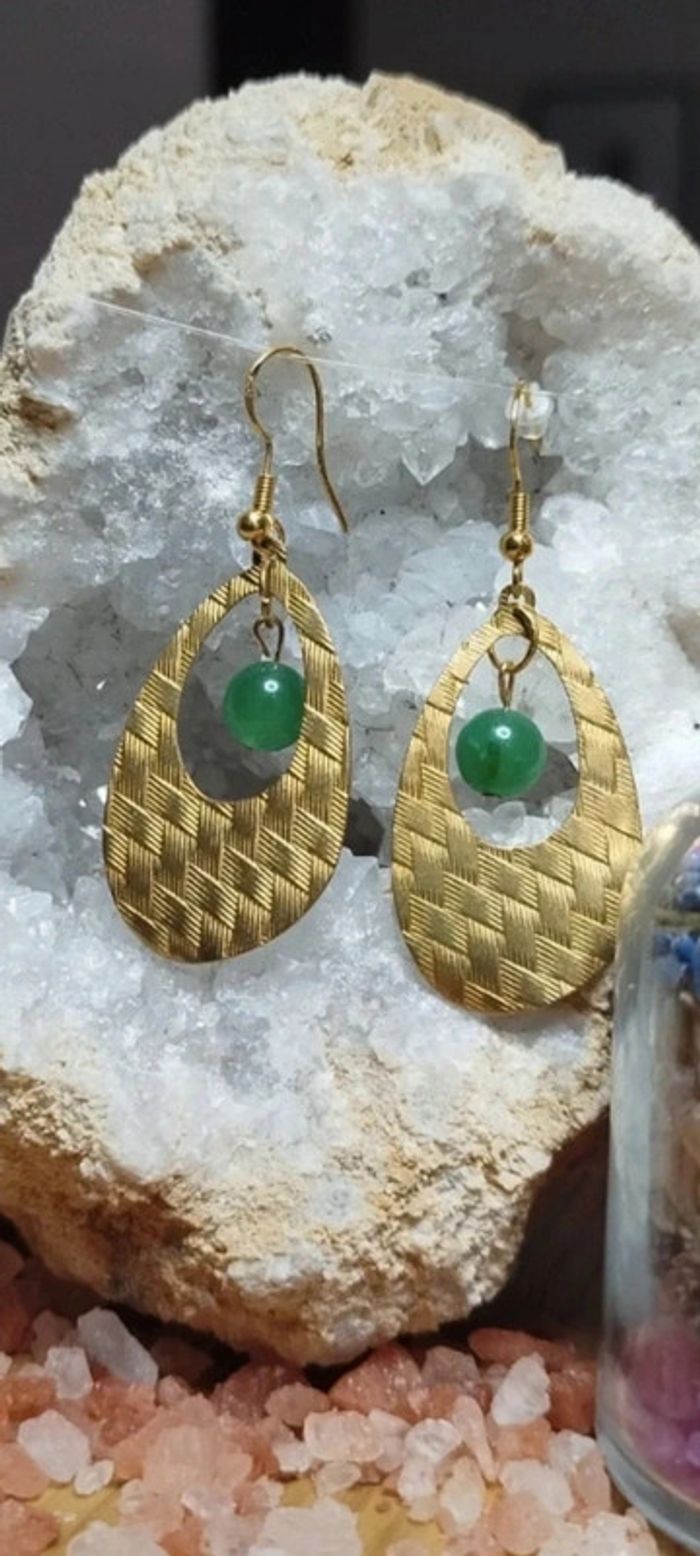Boucles d'oreilles en Agate verte AA