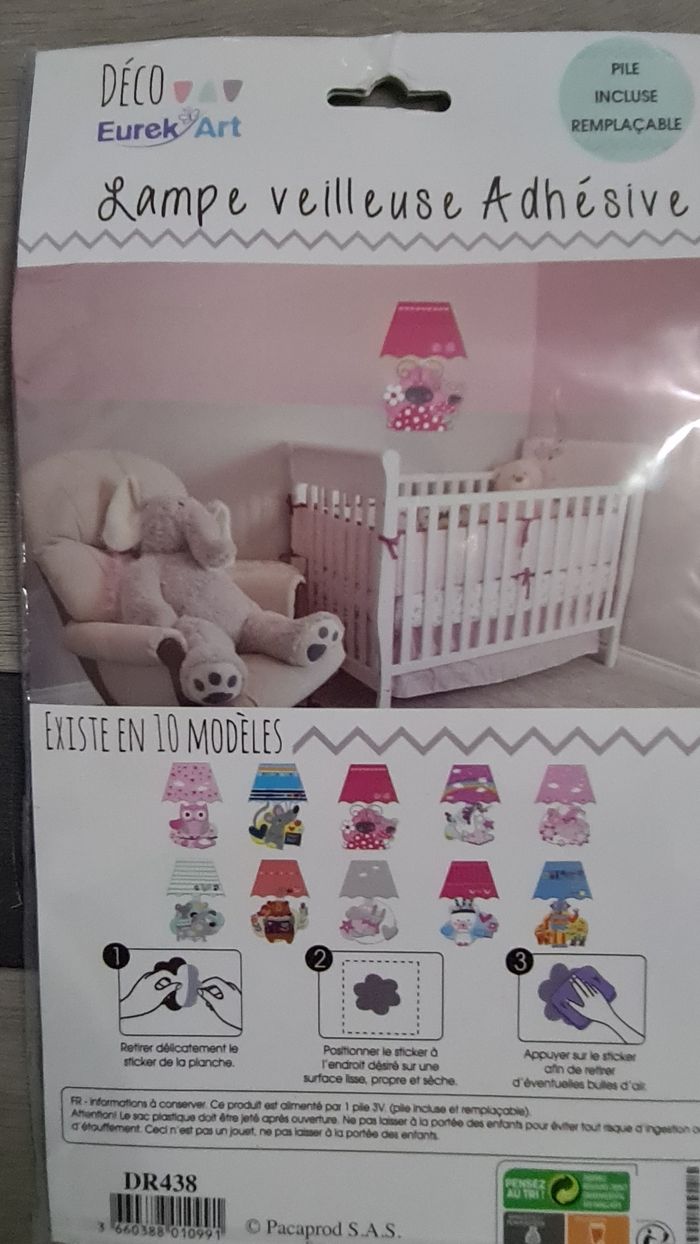 EUREK' ART : Lampe Veilleuse adhésif. - photo numéro 3