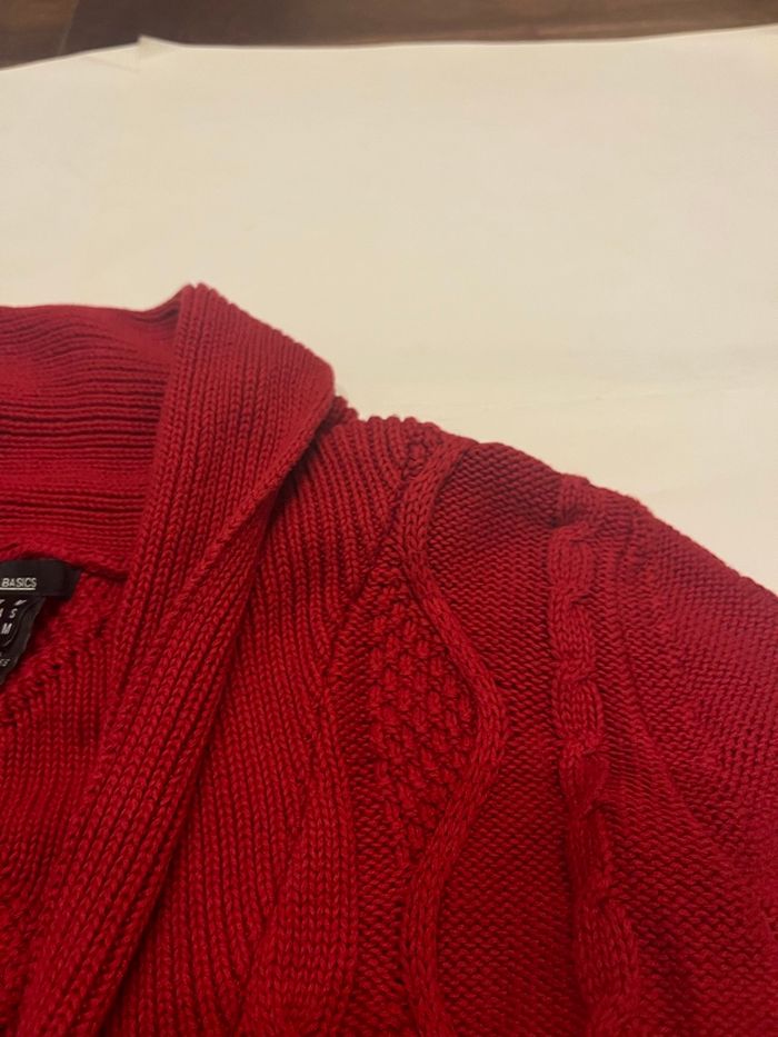 Cardigan en maille tricoté à col châle, boutonné rouge/bordeaux mango vintage taille M/38 - photo numéro 7