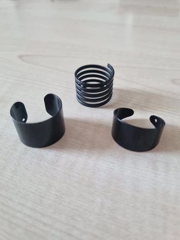 Lot de 3 bagues noires ajustables