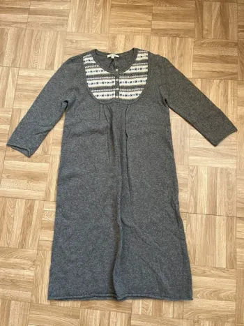 Robe-pull mi long gris Y2k vintage Sandro – laine & cachemire & angora (NEUVE)