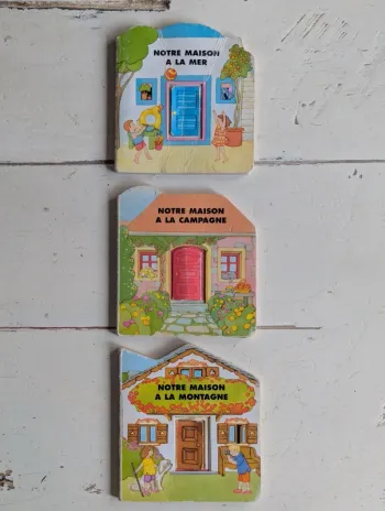 Lot de 3 livres jeunesse Emanuela Bussolati – Notre maison (mer, montagne, campagne)