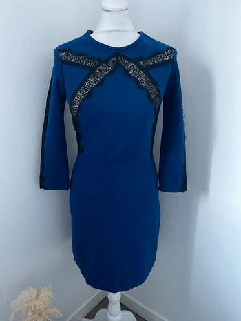 Robe bleue et dentelle noire Sandro S