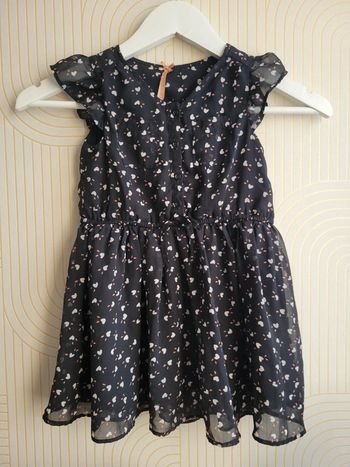 Robe noire motifs cœurs - 98cm