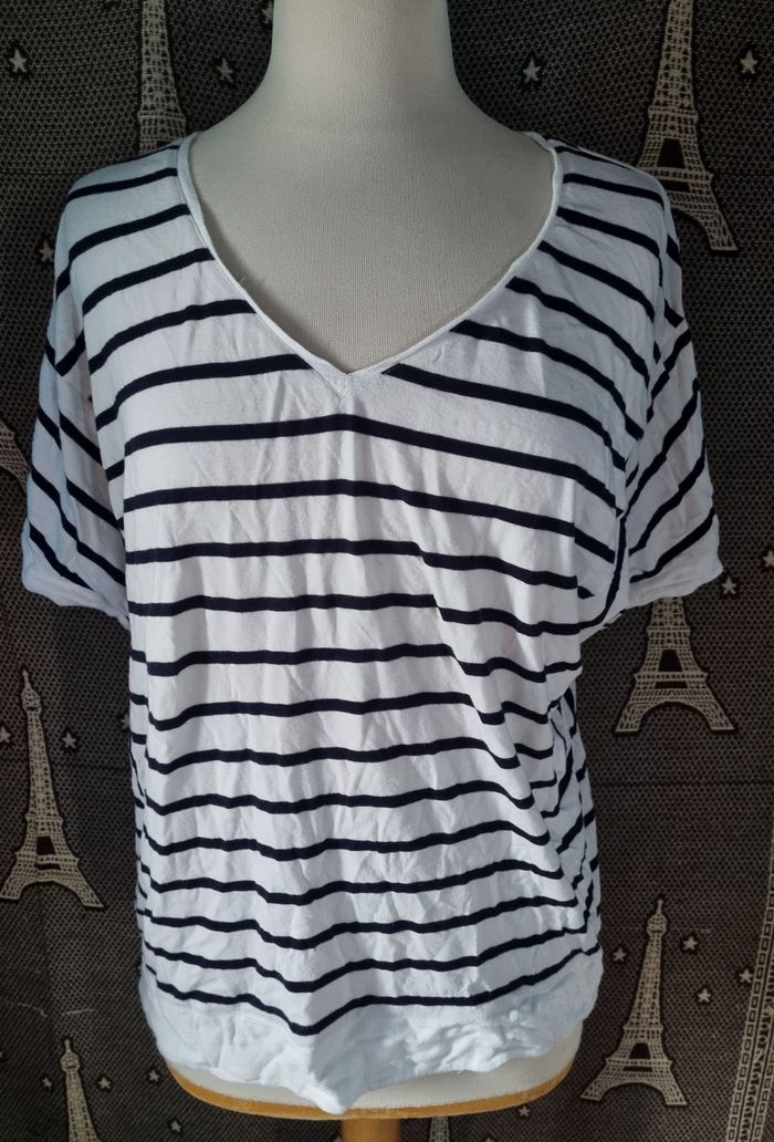 T-shirt à rayures style Marin taille 46-48 Promod - photo numéro 1