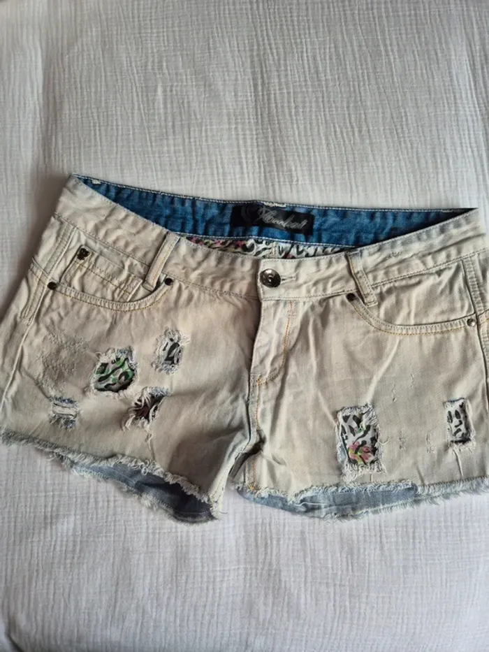 Short en jean avec empiècement tissu Coolcat taille L