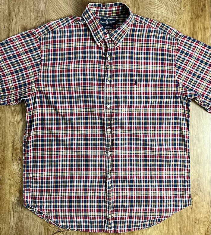 Chemise à manches courtes bleue, rouge, jaune à carreaux Ralph Lauren pour homme en taille XL - photo numéro 2