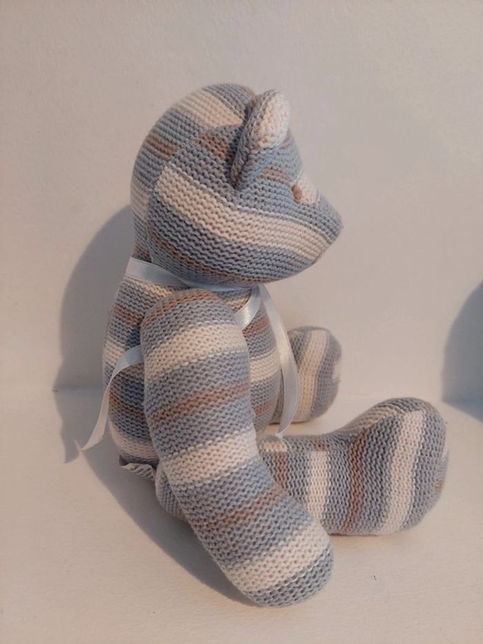 Martial Jeff de Bruges - peluche tricot bleu gris - photo numéro 3