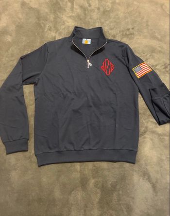 Jeffrey Epstein Quarter Zip Navy Blue Sweatshirt Retro Y2K