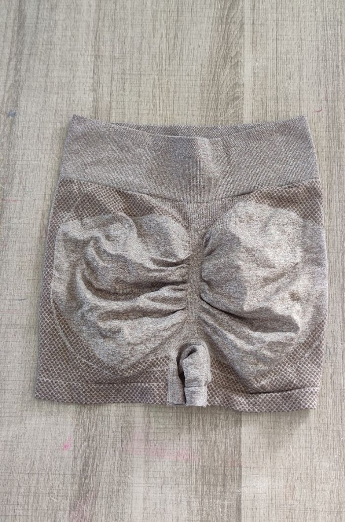 Short de sport taille haute couleur marron pour femme taille XL short de yoga fitness gym sport - photo numéro 2