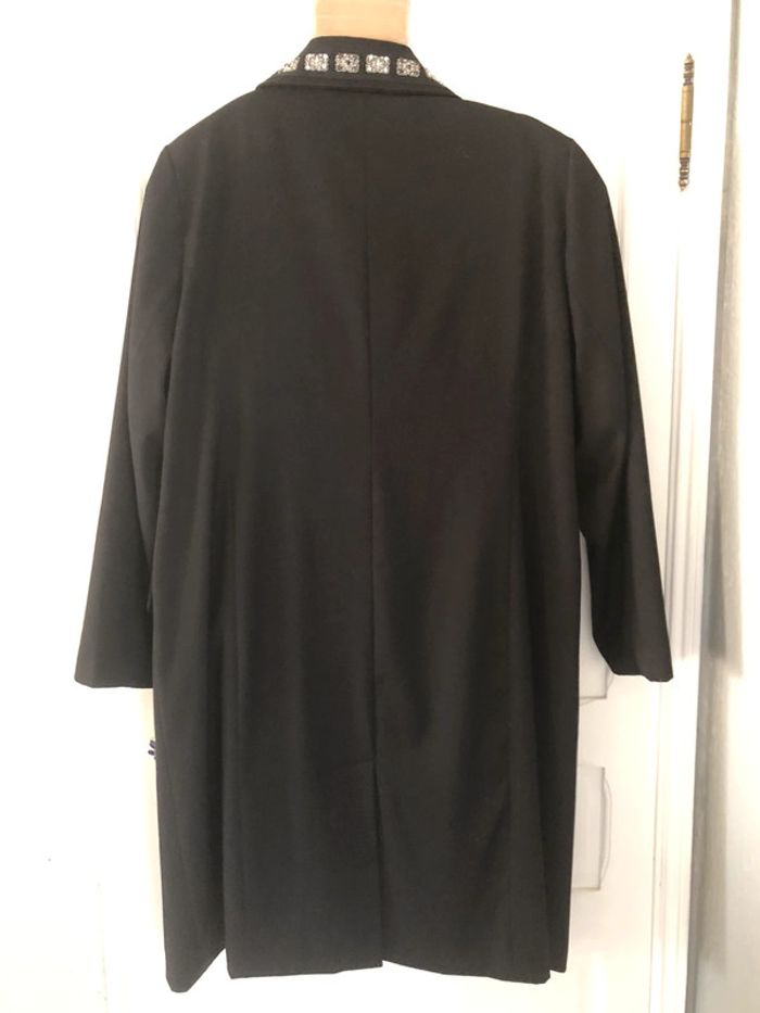 AN124- Manteau noir chic avec strass et perles T 50 (48-50) porté 1 soirée - photo numéro 2