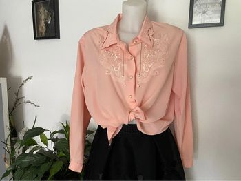 Chemise oversise vintage broderie