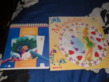 1 carnets de cartes postales à colorier et 1 livre de coloriage de mandala fée clochette