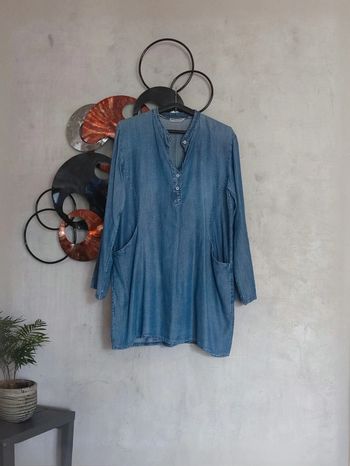 Robe chemise fine bleue jean
