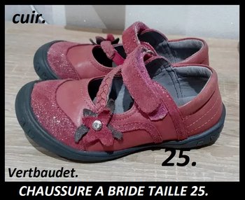 Ballerine à bride cuir framboise pointure 25