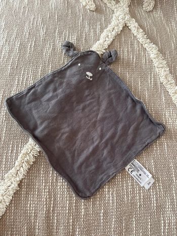 Peluche doudou plat 21cm tex lapin marron gris rayé très bon état