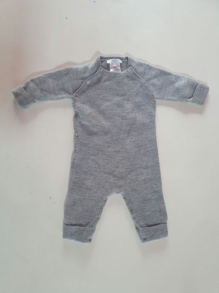 Ensemble combinaison fille jacadi 6 mois gris en laine