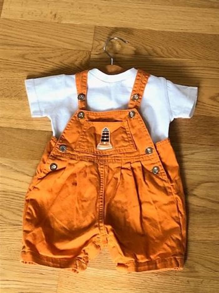 Ensemble Salopette short et tee shirt Kimbaloo 6 mois