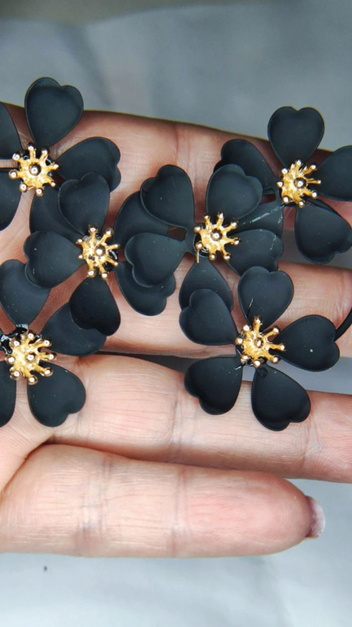 Boucles d'oreilles noires mat - photo numéro 5