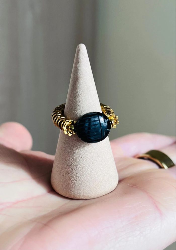 Bague amulette scarabée Onyx noir - photo numéro 2