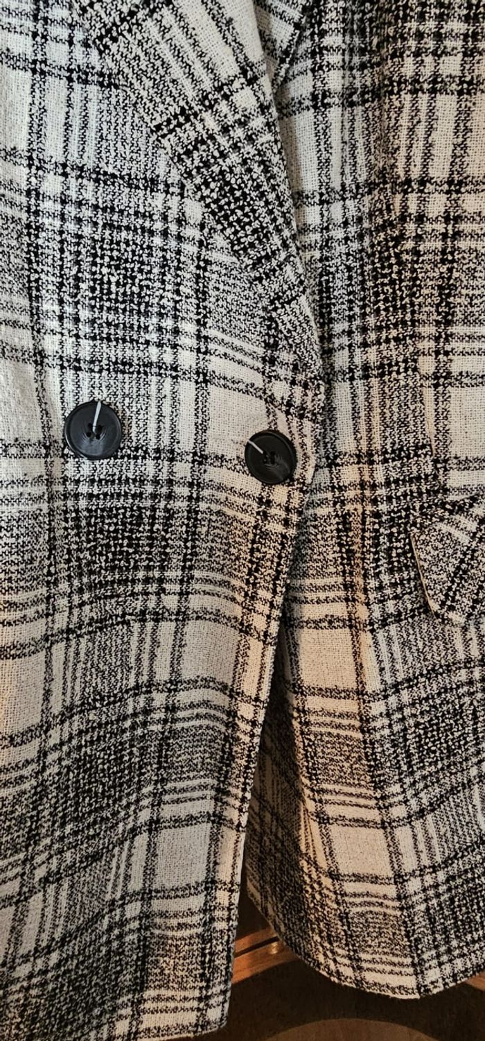 Veste blazer mi saison à carreaux gris et blanc - photo numéro 4
