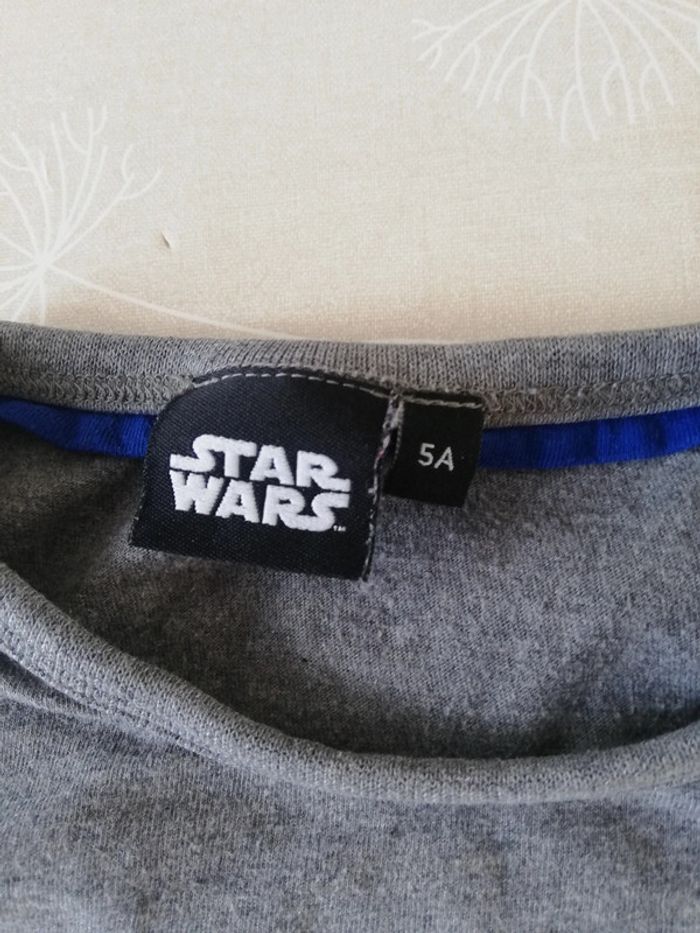 Tee shirt gris manches longues fluorescent 5 ans Star Wars - photo numéro 2