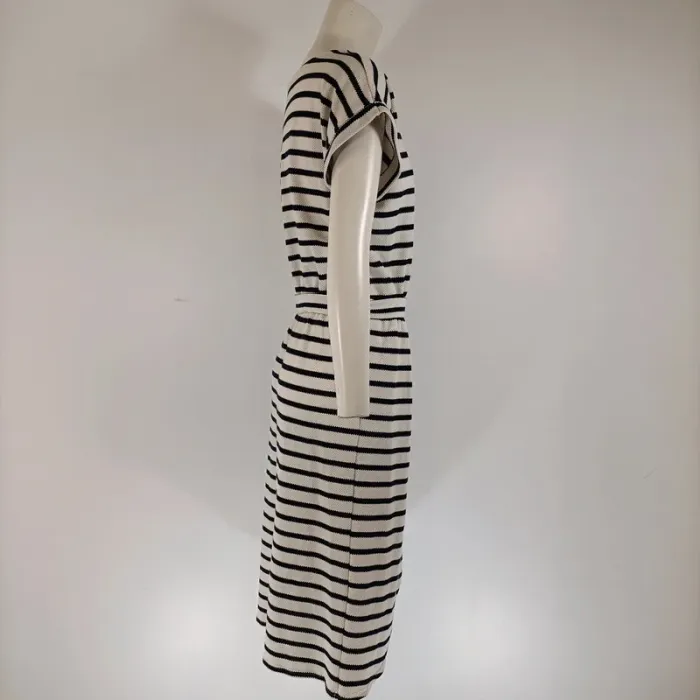 Robe marinière rayée blanc cassé et bleu marine - CMT Atelier - taille M - A129 - photo numéro 4