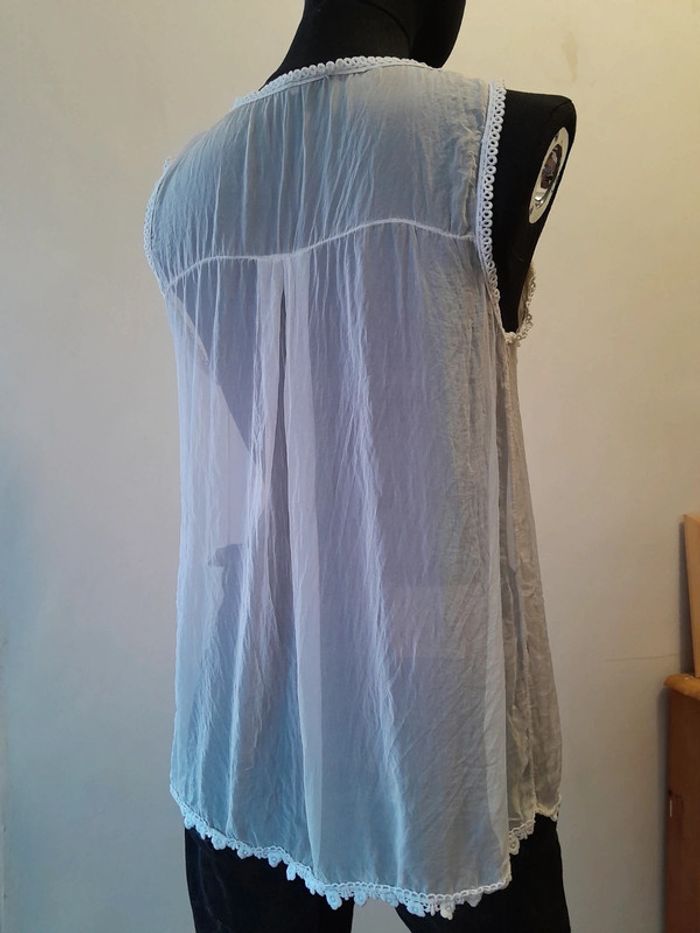 Débardeur transparent blanc avec broderie taille M L - photo numéro 5