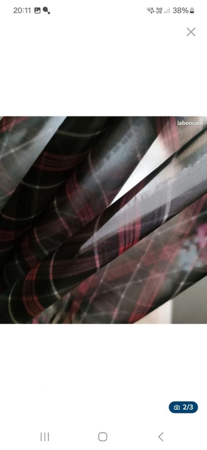 Coupon de tissu voile écossais à carreaux marron et rouge - photo numéro 2