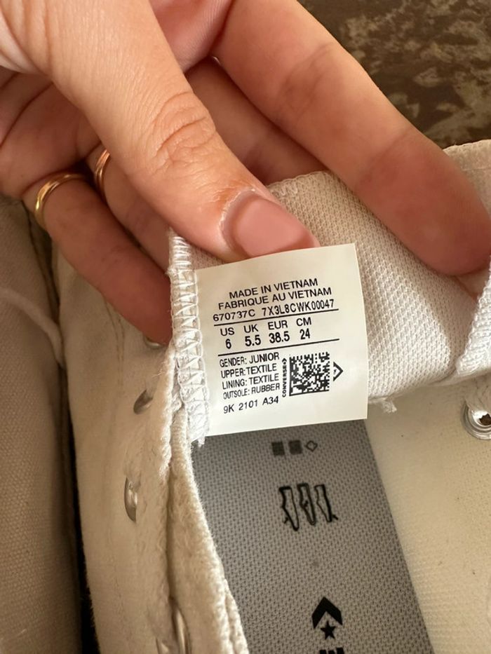 Converses basses en toile blanche avec semelle corde 38,5 - photo numéro 3