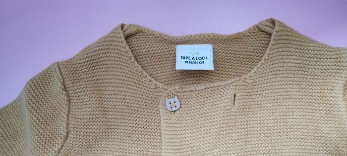 Gilet jaune moutarde 18 mois tao - photo numéro 3