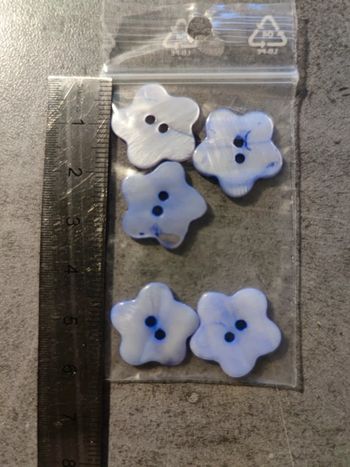 lot de 5 boutons en nacre / bleu / env 1.5 cm