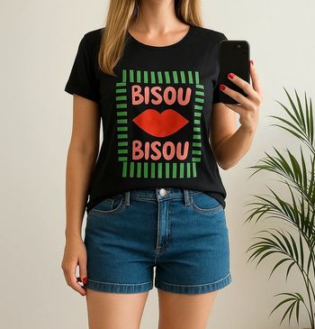 T-shirt imprimé graphique Bisou – Taille XS– Neuf