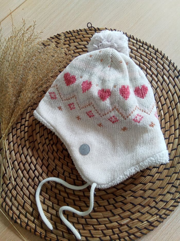 Bonnet péruvien crème avec motifs Obaibi 12/18 mois