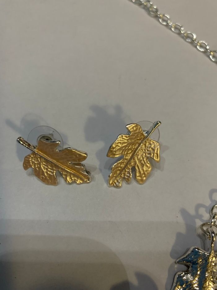 Collier et BO feuille de vigne - photo numéro 3