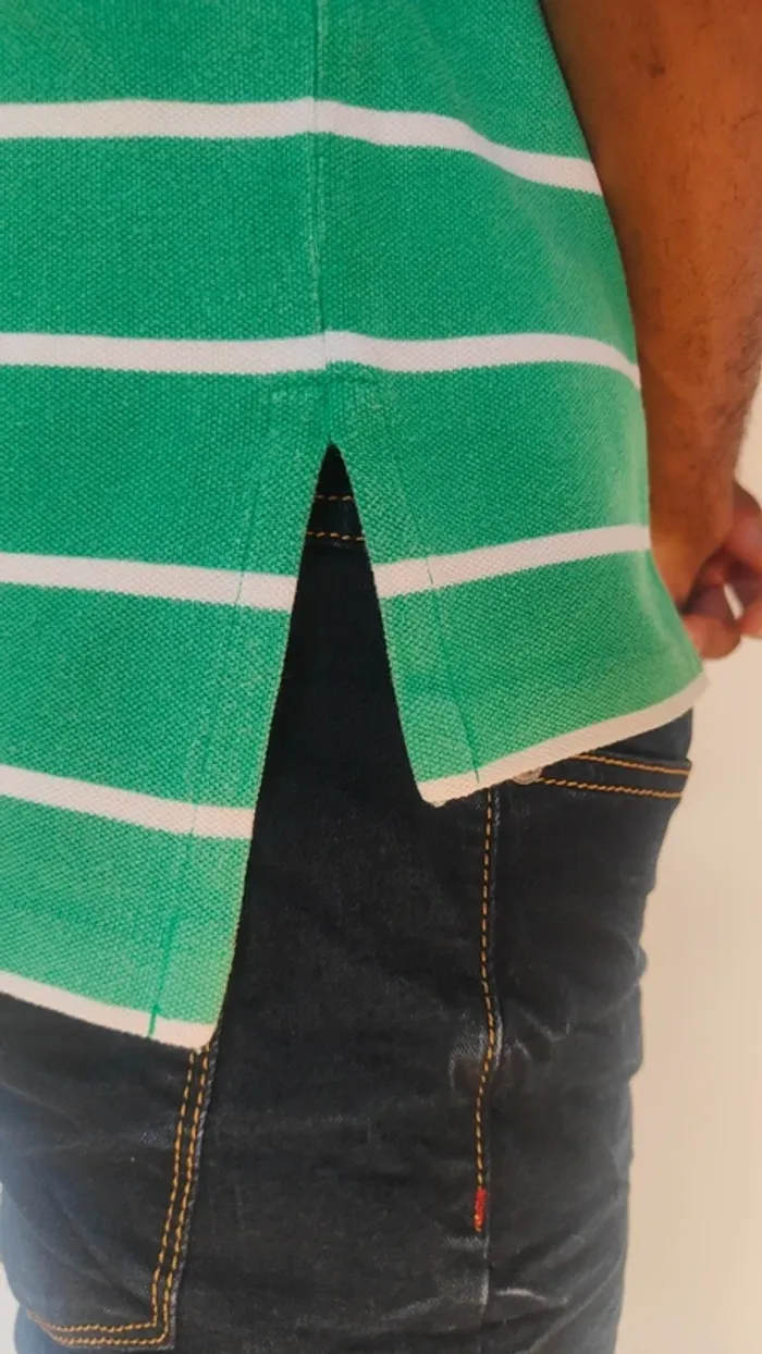Polo Ralph Lauren à rayures vert et blanc taille M - photo numéro 5