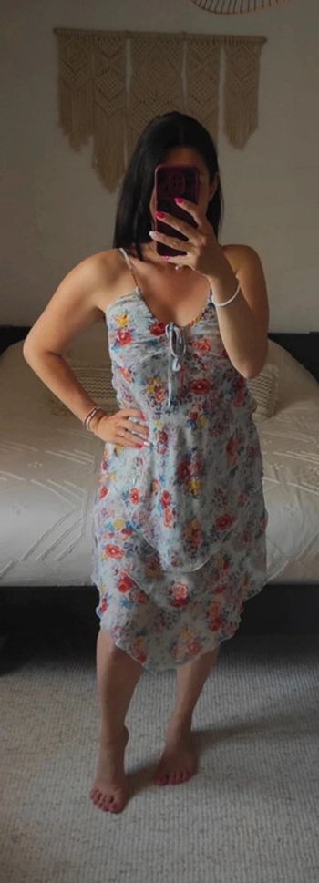 Jolie petite robe d'été LPB Les Petites Bombes S/M fleuri bleu légère à volants champêtre