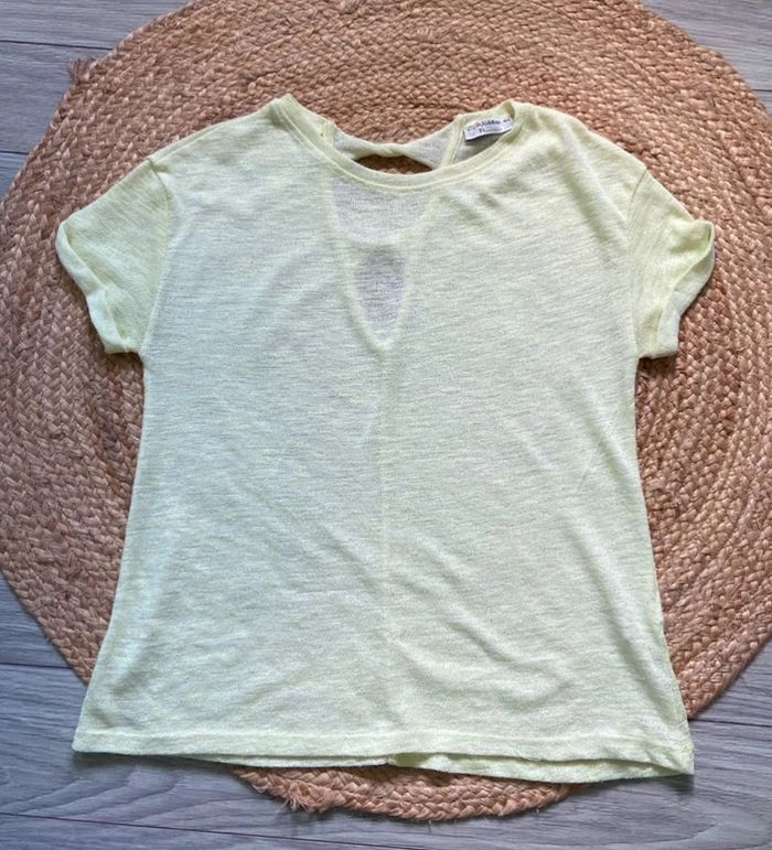 T-shirt pull léger manches courtes jaune clair Taille M