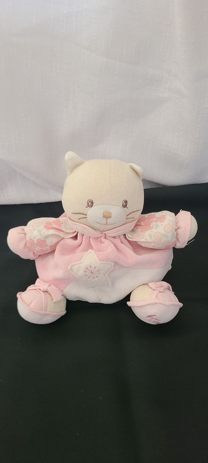 Doudou chat rose Etoile KALOO 16 cm Tissu fleurs Lilirose - photo numéro 2
