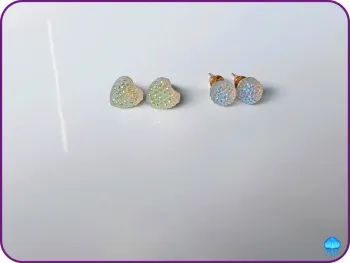Lot 2 paires boucles d’oreilles à strass – cœur & boule scintillante